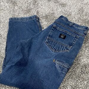 Lakin MCKey EUC flannel lined carpenter Blue Denim Jeans 34x32 vintage